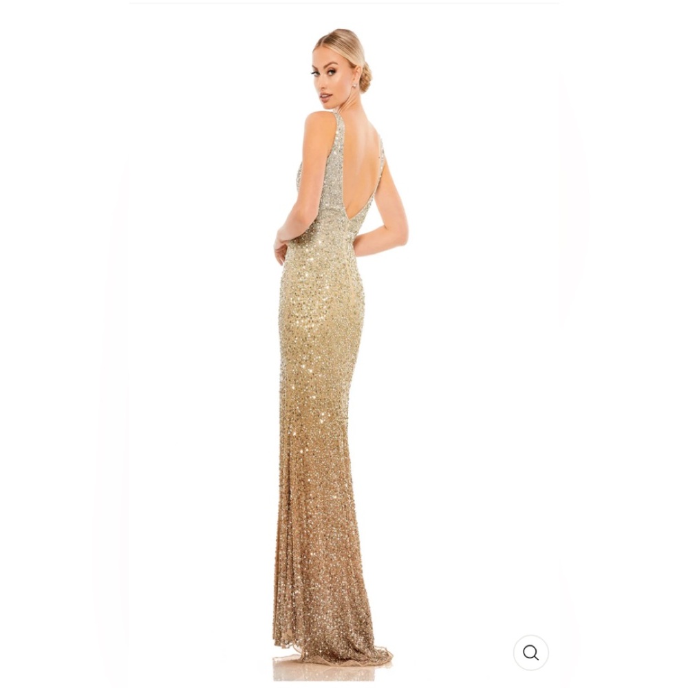 Mac Duggal Sequin Slit Gown Size 6 Gold New with Tags